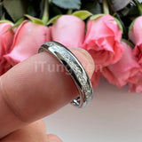 Bright Meteorite Inlay 4mm Popular Women Engagement Wedding Band Tungsten Carbide Comfort Fit Ring