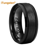 Classic Stepped Beveled Special Brushed 6mm 8mm Fashion Rings Tungsten Comfort Fit Wedding Band for Men Women