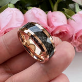 Outstanding Black Carbon Fiber Inlay 8mm Blue Tungsten Men Women Rings Comfort Fit Engagement Wedding Bands