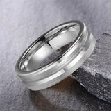 Customized Inlay, 1.5mm Offset Groove Pipe Cut Matte 6MM Gold/Silver Tone Tungsten Blank Core Comfort Fit Rings