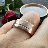 Gold Hammered Offset Line 8MM Tungsten Carbide Comfort Fit Ring for Men Women - Fashion Engagement Wedding Band