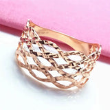 New Filled 14K Rose Gold Wide Shiny Hollow Out Rings for Women Personality and Charm - New Engagement Jewelry
