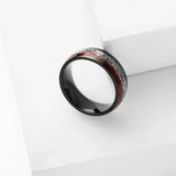 Black Plating Inlay Triple Spiral Pattern Red Guitar String 8mm Tungsten Carbide Rings Wedding Bands For Men Jewelry