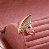 Elegant Ethnic Flower 14K Rolled Rose Gold Leaf Hollow Silver Pattern Ring For Women, Fashion Vintage Jewelry
