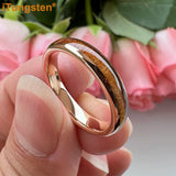 Domed Polished Trendy 4mm 6mm 8mm Koa Wood Ring Tungsten Comfort Fit Wedding Band For Men Women Jewelry