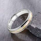 High Quality Pink Color Opal 4MM Nice Women Tungsten Comfort Fit Engagement Wedding Band - Trendy Jewelry