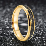 Pleasing Black Inlaid Gold Color Foil 4mm Tungsten Carbide Steel Rings  Wedding Ring for Men and Women Jewelry