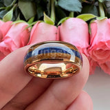 Blue Lapis Whisky Wood Inlay 4 Colors 8mm New Tungsten Carbide Ring for Men and Women Engagement Wedding Band
