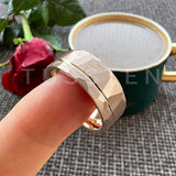 Gold Hammered Offset Line 8MM Tungsten Carbide Comfort Fit Ring for Men Women - Fashion Engagement Wedding Band