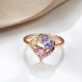 Superb Hollow Translucent Colored AAA Zircon Crystals Rolled Rose Gold of 14-Karat Purity Rings Versatile Jewelry