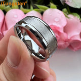 Classic Stepped Beveled Special Brushed 6mm 8mm Fashion Rings Tungsten Comfort Fit Wedding Band for Men Women