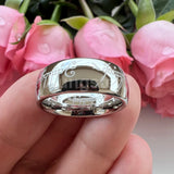 Trendy Laser Engraved 6mm 8mm Fashion Tungsten Carbide Comfort Fit Ring for Men Women - Engagement Wedding Band