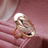 Luxury Spiral Big Size Rolled 14K Rose Gold AAA Zircon Diamonds Micro Wax Inlay Party Wedding Rings Fashion Jewelry