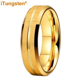 Popular Grooved Brushed Beveled Finish 6mm 8mm Classic Wedding Band Men Women Tungsten Carbide Comfort Fit Ring