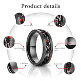 Stunning 8mm Brushed Matte Black Hammered Meteorite Dinosaur Bone Tungsten Carbide Ring for Men