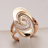 Unusual Minimalist Geometry 14K Rolled Rose Gold AAA Zircon Diamonds Rings Daily Women Fine Fashion Jewelry