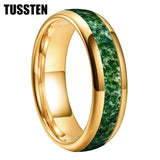 Green Moss Agate Inlay 6/8MM Dome Edges Tungsten Carbide Rings Mens Womens Fashion Engagement Wedding Bands
