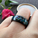 Terrific Galaxy Opal Brushed 8MM Cool Wedding Comfort Fit Bands Rings Tungsten Jewelry For Men and Women