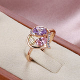 Superb Hollow Translucent Colored AAA Zircon Crystals Rolled Rose Gold of 14-Karat Purity Rings Versatile Jewelry