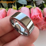 Flat Polished 6mm 8mm Men Women Tungsten Carbide Wedding Band Fashion, Forever Comfort Fit Rings
