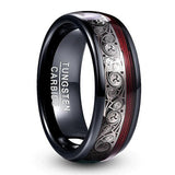 Black Plating Inlay Triple Spiral Pattern Red Guitar String 8mm Tungsten Carbide Rings Wedding Bands For Men Jewelry