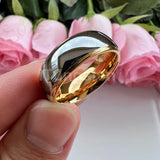 High Polished 6mm 8mm Tungsten Marriage Two Tone Comfort Fit Wedding Bands For Men, Women - Trendy Fashion Jewelry