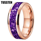 Awesome Purple Crystal Stone Inlaid  6/8MM Men's and Women's Comfortable Fit Wedding Tungsten Carbide Bands