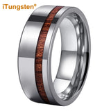 Popular Real Wood Inlay 8mm Men and Women Classic Tungsten Carbide Ring Comfort Fit Wedding Band