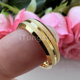 Popular Grooved Brushed Beveled Finish 6mm 8mm Classic Wedding Band Men Women Tungsten Carbide Comfort Fit Ring