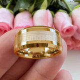 Popular Beveled Center Brushed and Polished 10mm Large Ring Men's Tungsten Engagement Comfortable Fit Ring