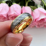 Popular Multicolor 6mm 8mm Men Women Tungsten Hammer Ring Comfort Fit Weddding Band