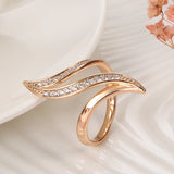 Luxury Fashion Elegant Curve Pave Setting  Fancy AAA+ Zircon Diamonds Rolled 14K Rose Gold Rings Party Jewelry