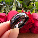Wonderful 8MM Men Women Opal Domed Grooved Polished Finish Comfort Fit Ring Nice Tungsten Wedding Band