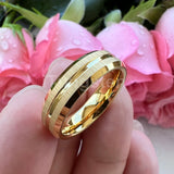 Popular Grooved Brushed Beveled Finish 6mm 8mm Classic Wedding Band Men Women Tungsten Carbide Comfort Fit Ring