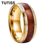 Amazing 8mm Deep Rosewood Wood Inlay Black Tungsten Domed Fashion Engagement Wedding Ring for Men and Women