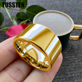 Dropshipping TUSSTEN 10/12MM Wide Glossy Large Men's RingShiny Wedding Ring Tungsten Flat and Polished Ends for Comfort Fit