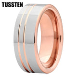 Beautiful 2 Grooves Finish Great Workmanship 8MM Men Women Flat Comfort Fit Wedding Band Tungsten Finger Rings
