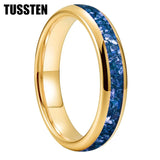Awesome Blue Crystal Stone Inlaid 4/6/8MM Men's and Women's Comfortable Fit Wedding Tungsten Rings