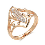 New Luxury Hollow White AAA Cubic Zircon Diamonds Rings For Women with Rolled 14K Rose Gold Party Fine  Jewelry Gift