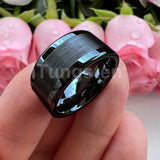 Center Brushed Polished Finish 10mm 12mm Mens Tungsten Flat Big Finger Rings, Comfort Fit Engagement Wedding Bands