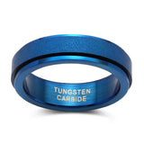 Charming Rose Gold  and Blue Color Tungsten Rainbow Pride Trendy Colorful Rings - Couples Wedding Engagement Rings