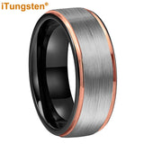Terrific Stepped Brushed Finish 8mm Tungsten Comfort Fit Wedding Rings For Women Men - Classic Jewelry
