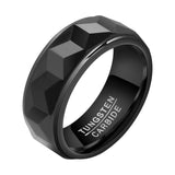 New Arrival Black Anti Scratch Geometric Surface Metal 8mm Tungsten Men Ring,  Engagement, Wedding Band.