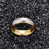 High Quality Domed Polished Step Gold Color Plating 6mm Width Tungsten Steel Ring, Wedding Band Comfort Fit Ring
