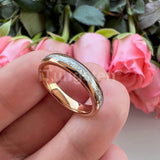 Bright Meteorite Inlay 4mm Popular Women Engagement Wedding Band Tungsten Carbide Comfort Fit Ring