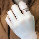 New Filled 14K Rose Gold Wide Shiny Hollow Out Rings for Women Personality and Charm - New Engagement Jewelry