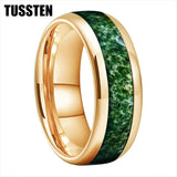 Green Moss Agate Inlay 6/8MM Dome Edges Tungsten Carbide Rings Mens Womens Fashion Engagement Wedding Bands