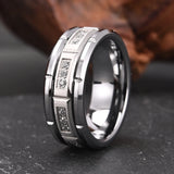 Awesome 8mm Fashion White AAA Zircon Tungsten Carbide Men's Wedding Ring, Suitable for Daily Wear, Jewelry Gift