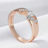 Luxury Fashion Creative Filled 14K Rose Gold Silver Color Mix with AAA Zircon Diamonds Fine Rings For Women