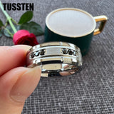 New Black CZ Inlay 8MM Cool Men's Women's Promise Wedding Band Tungsten Steel Combination Rings